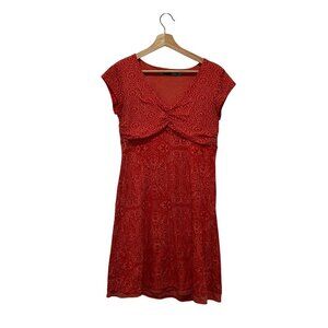 Athleta Orange Paisley Patterned Cotton Cap Sleeve Mini Dress Women's Size S